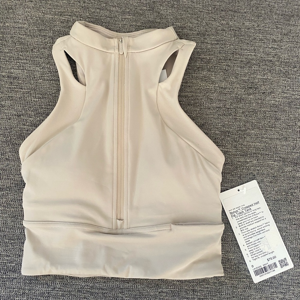 Lulu Nulux Cropped Half Zip Tank NWT